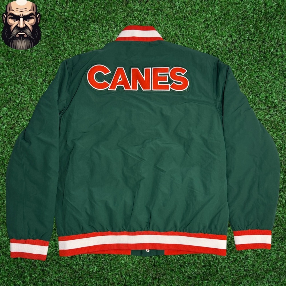Adidas Miami Hurricanes Coaches Dugout Jacket Dark Green JM9976 Men's Size M - Picture 3 of 3